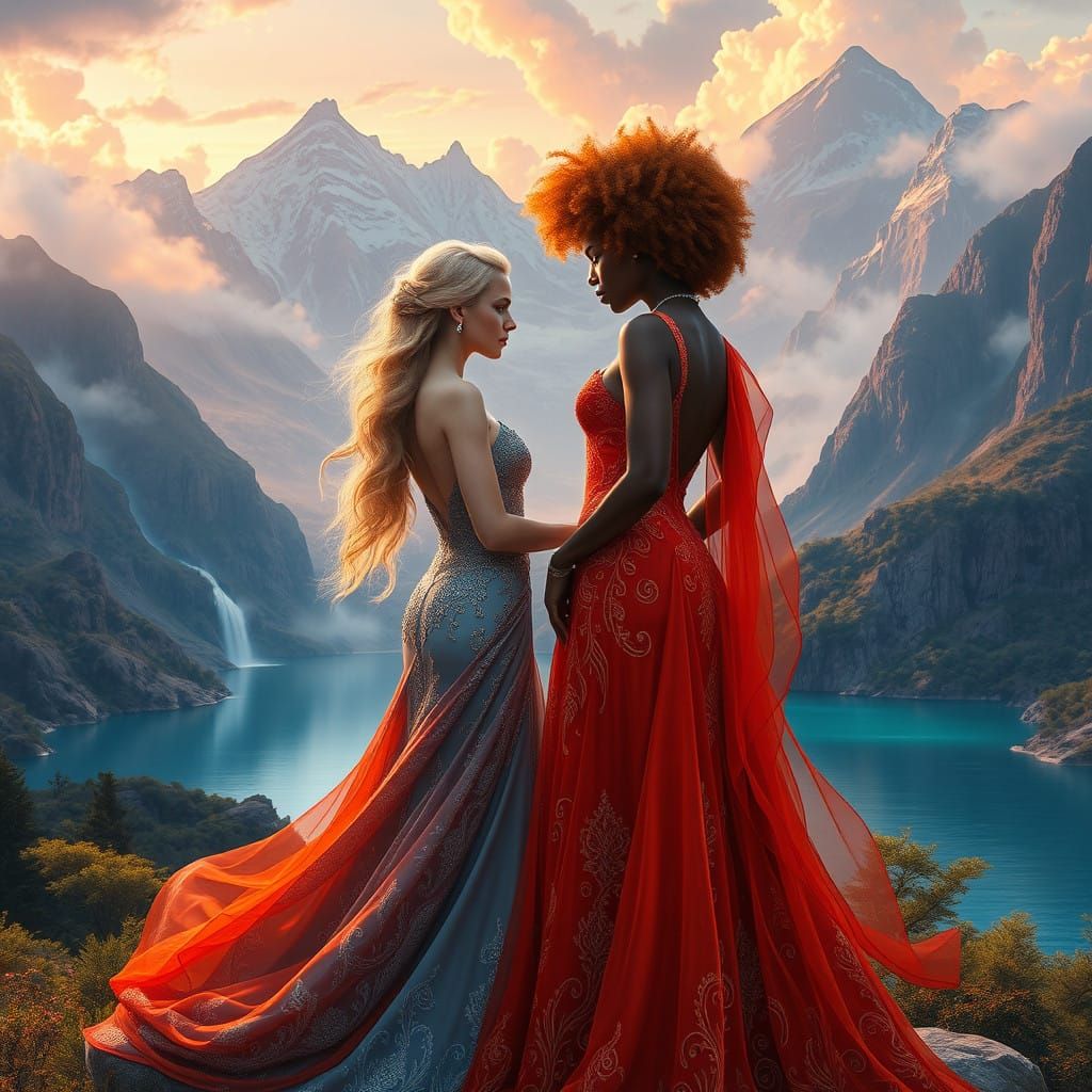 Confident African Goddess Standing Tall Amidst Fantastical M...