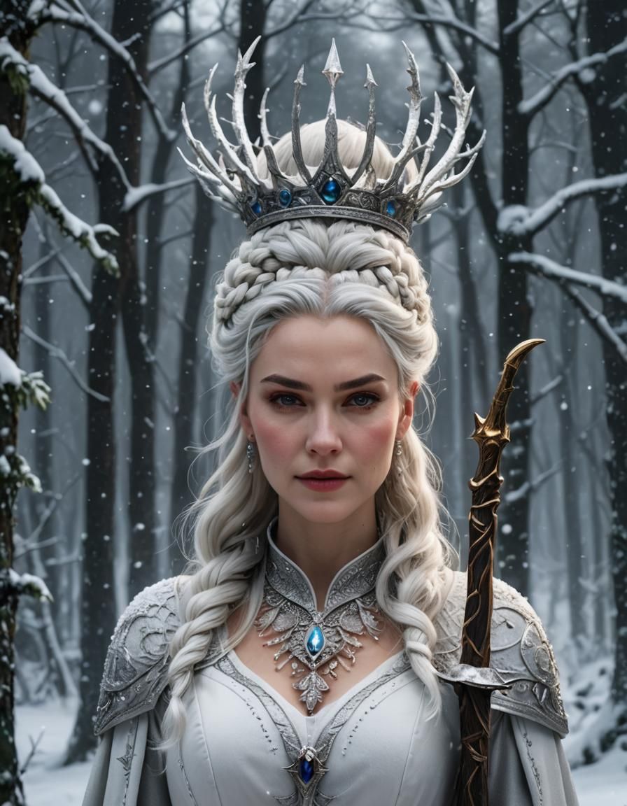 Narnian White Witch in Winter Forest