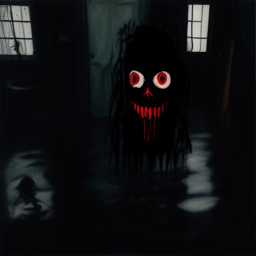 Bedeviled shadow person in a house flood, Jean-Michel Basquiat, Edvard Munch, spectral texture, emo