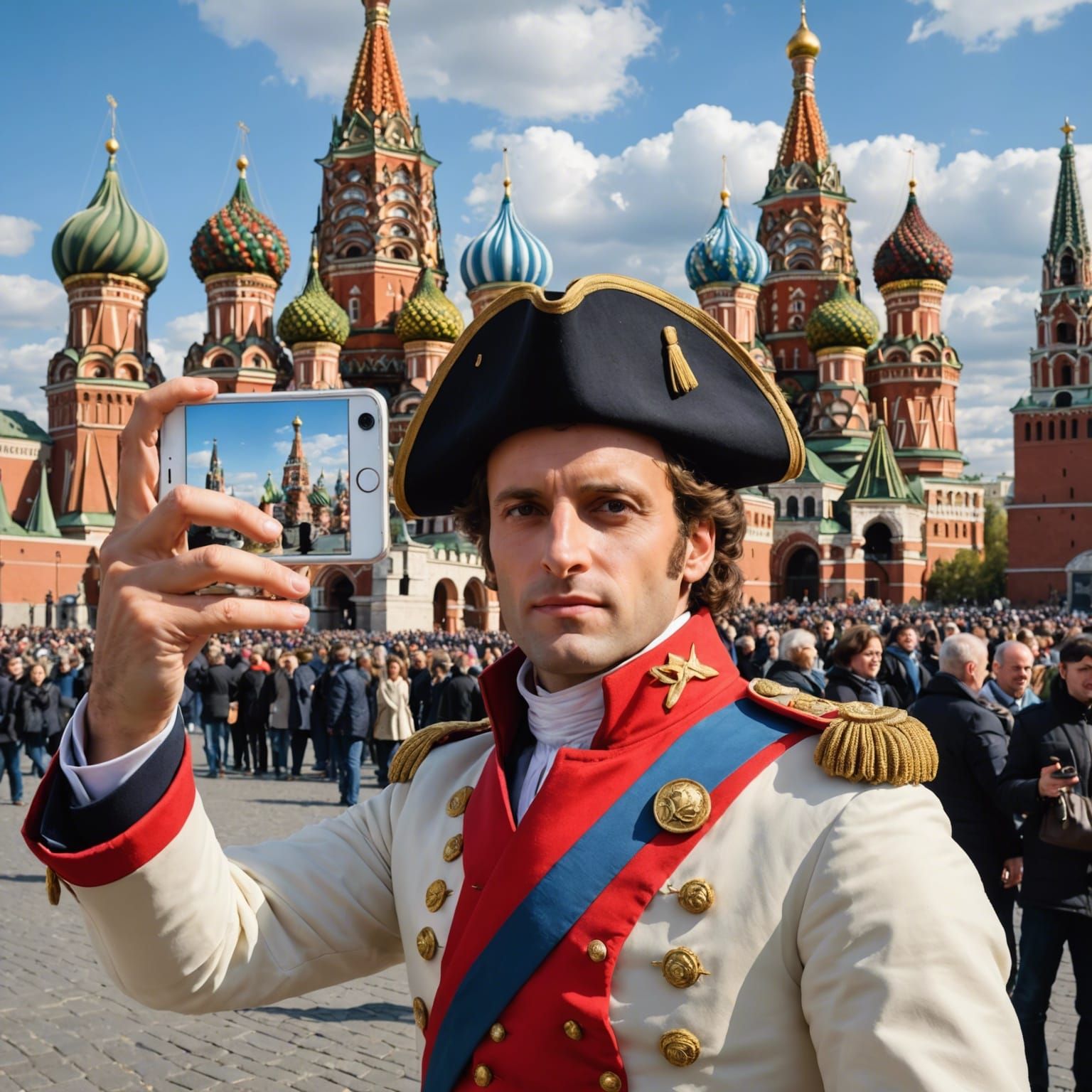 Napoleon Selfie in Moscow, Jacques-Louis David Style