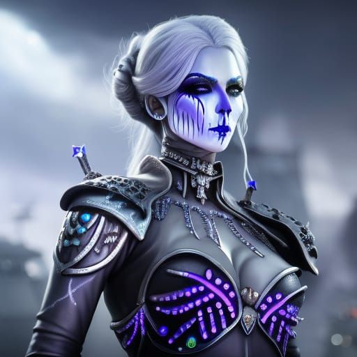 Ice Queen in Emerald Armor with Purple Rain