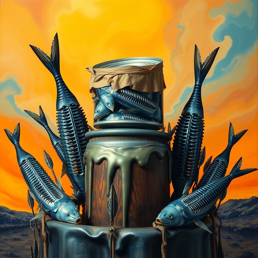 Surreal Sardine Still Life in Dreamlike Setting