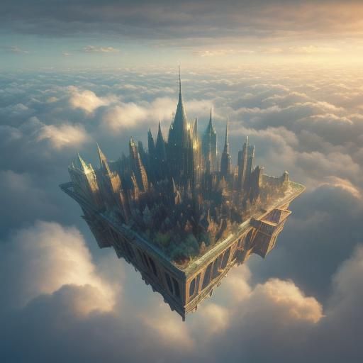 Ethereal Cityscape on Fluffy Clouds