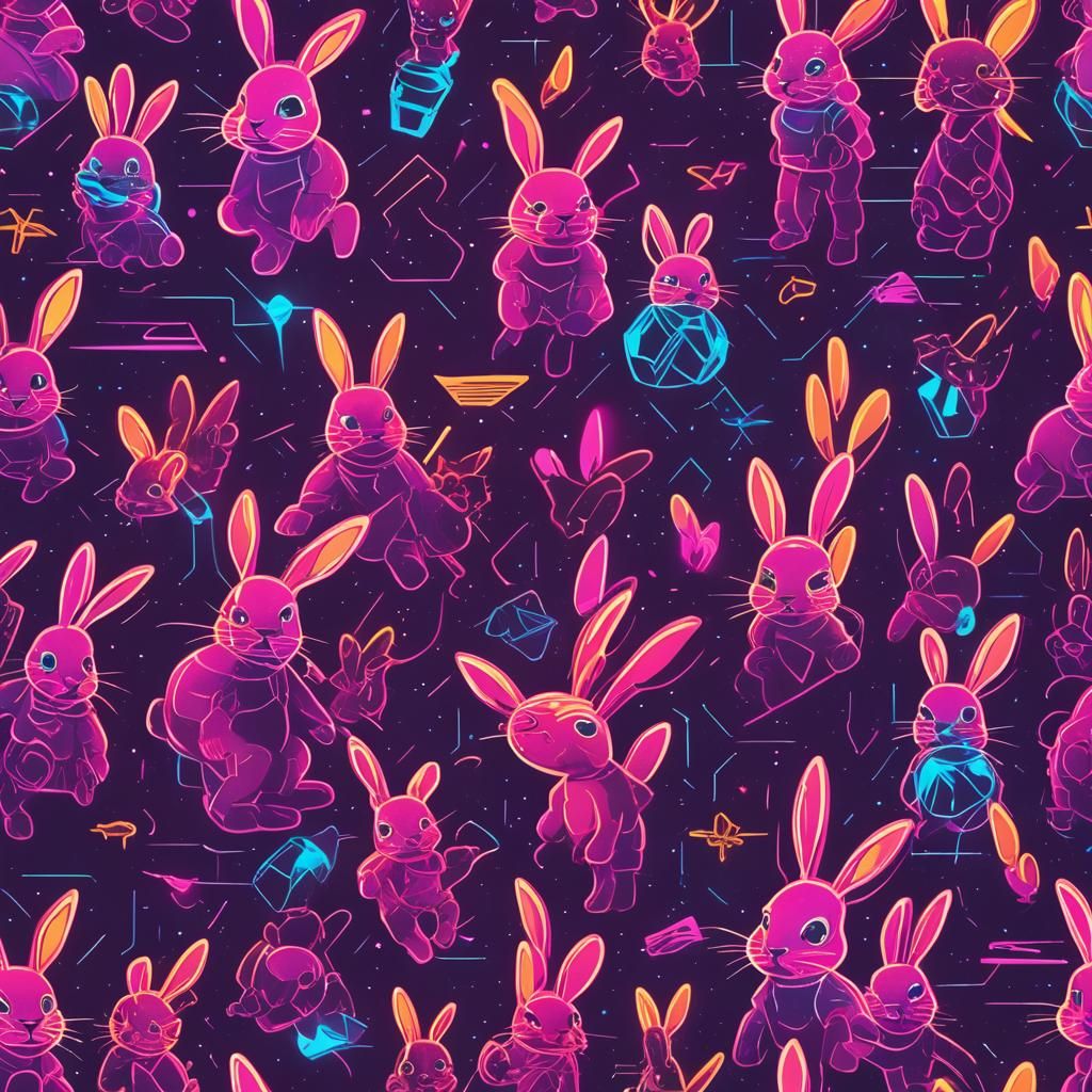 Synthwave Neon Disco Bunny