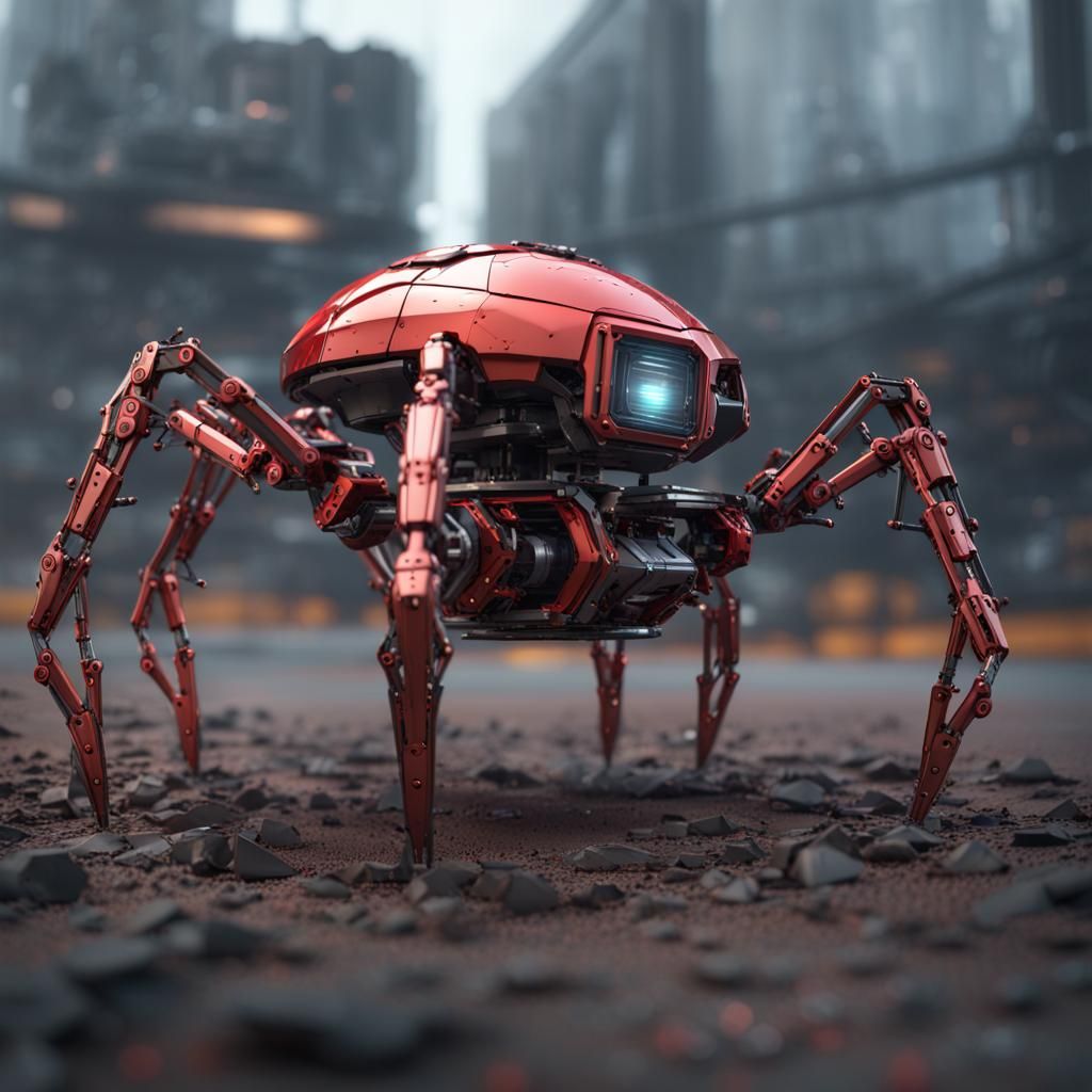 Sci-Fi Spider Robot with Laser in 8K