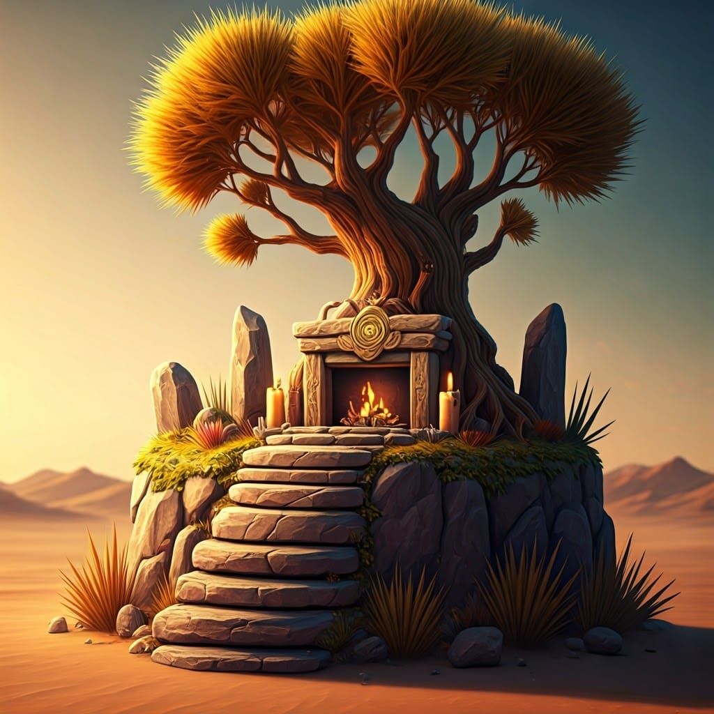 Stylized 3D Stone Altar in Toy Style