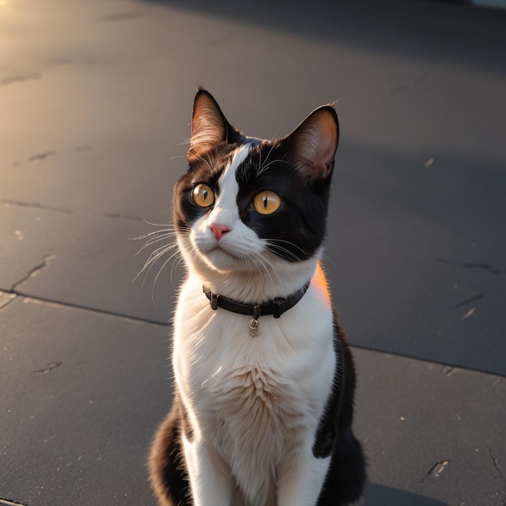 Tuxedo Cat in Hyper-Realistic 3D Anime Art