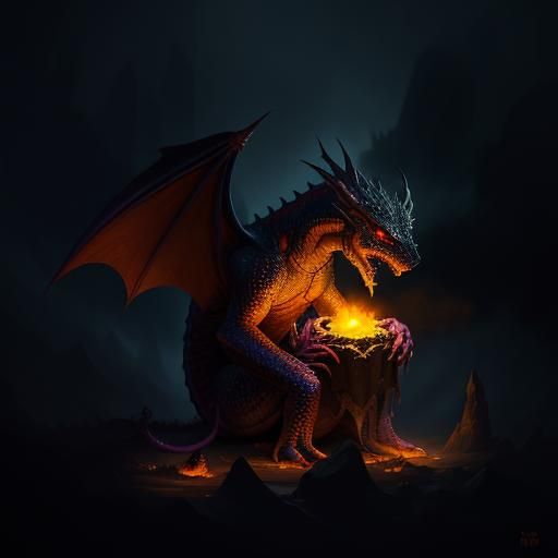 Dragon Hatchling in Dark Fantasy Art Style