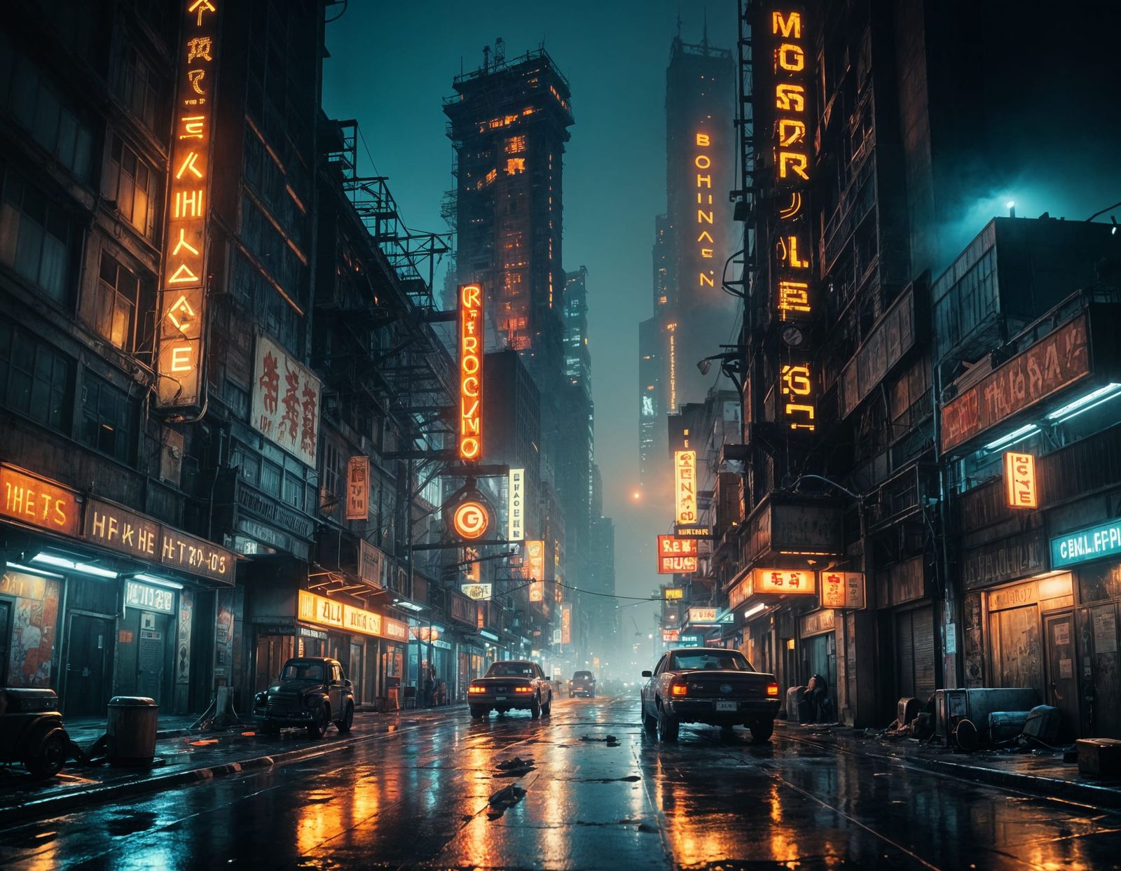 Dystopian Cityscape with Atmospheric Perspective