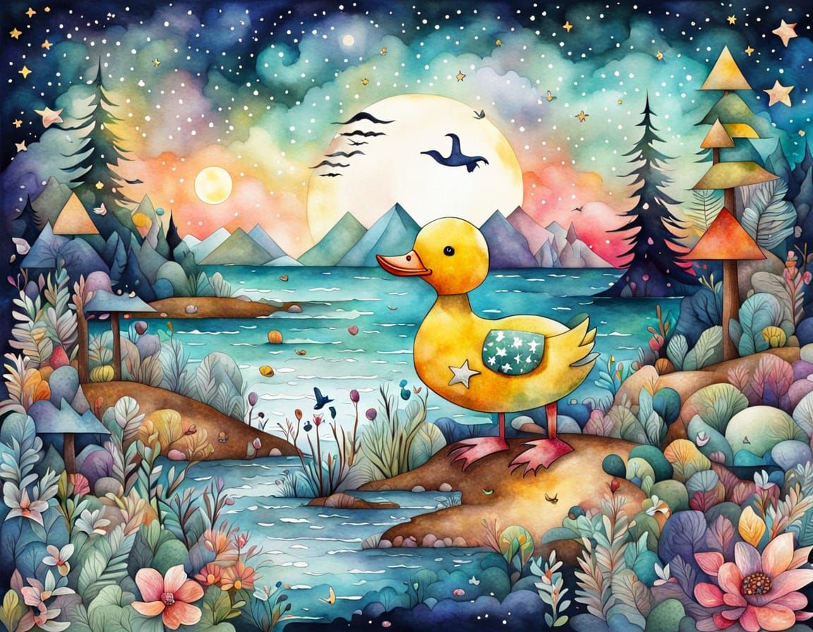 Surreal Landscape Art: Forest, Ocean, and Starry Sky