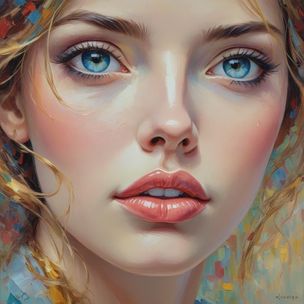 Gorgeous Woman: Neo-Impressionist Expressionist Oil Painting