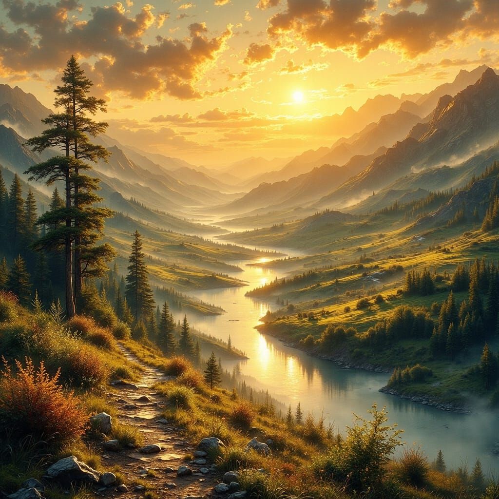 Dawn Landscape Pop-Up Book, Impressionist Style