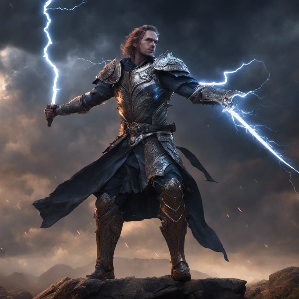 Knight Hit by Lightning: Detailed Matte Painting
