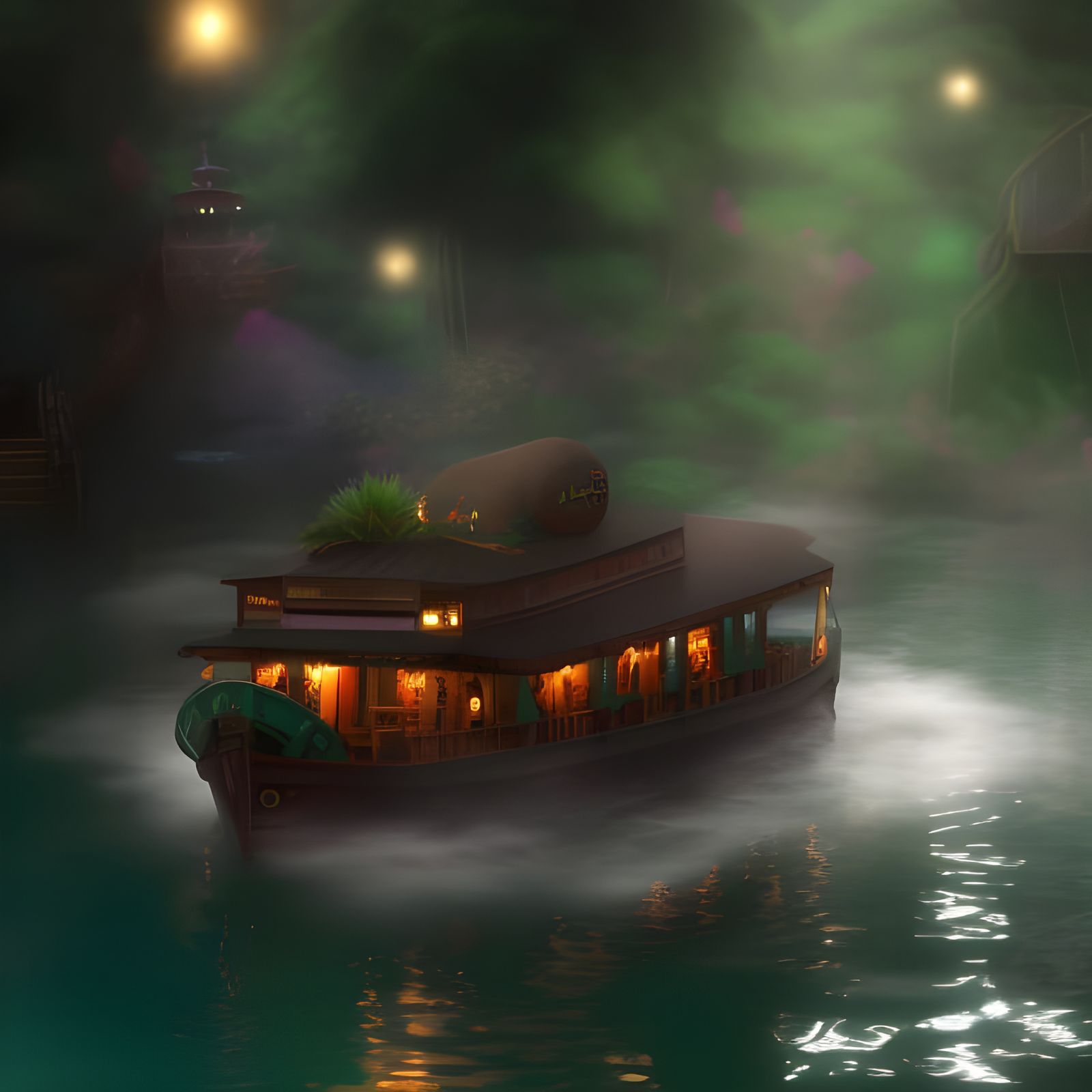 Cinematic Jungle Boat Ride in Ethereal Style