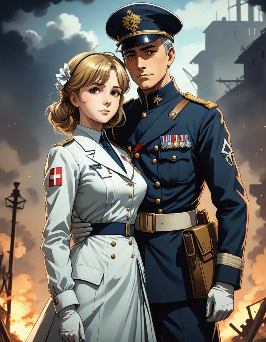 Epic Anime Portrait of Frederic Henry and Catherine Barkley ...
