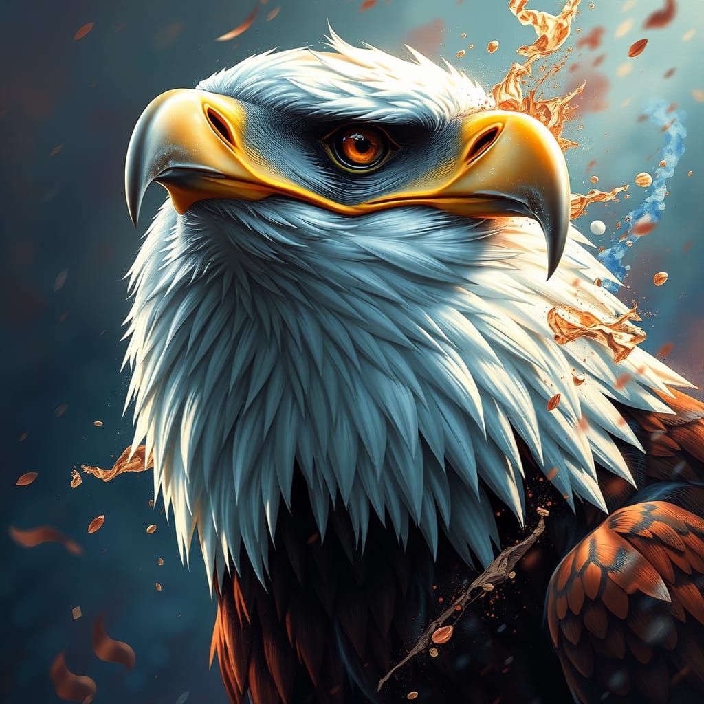Eagle in Hyperrealistic Mid Shot