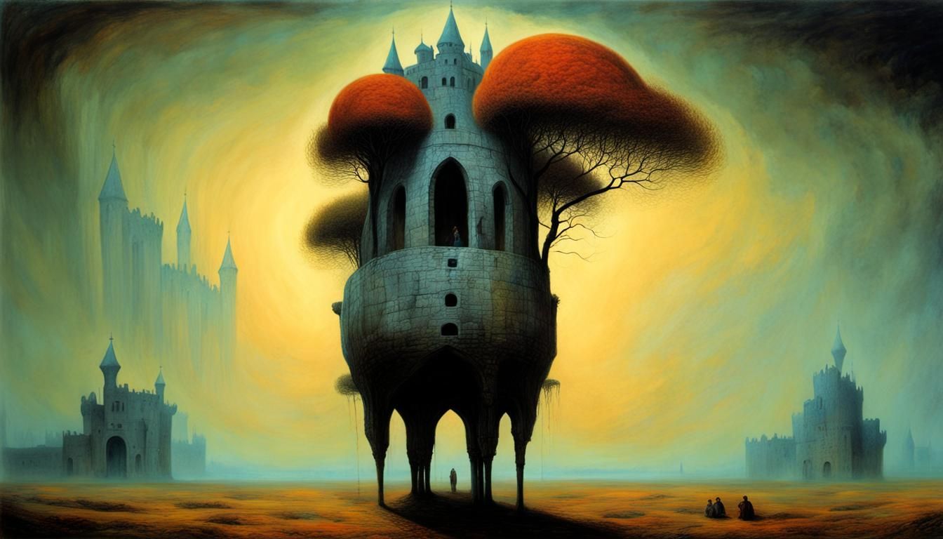 Surreal Medieval Castle in Liminal Space