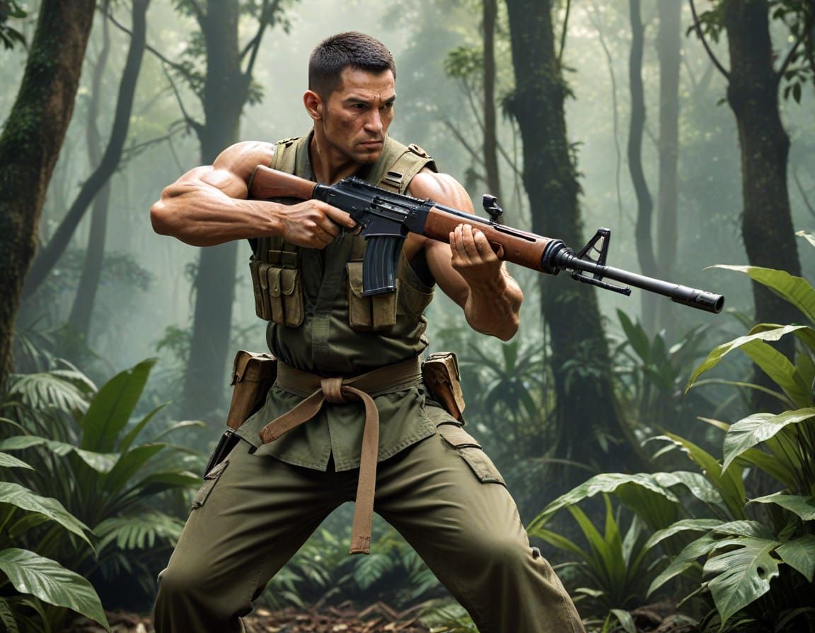 Tropical Karate Warrior in Action