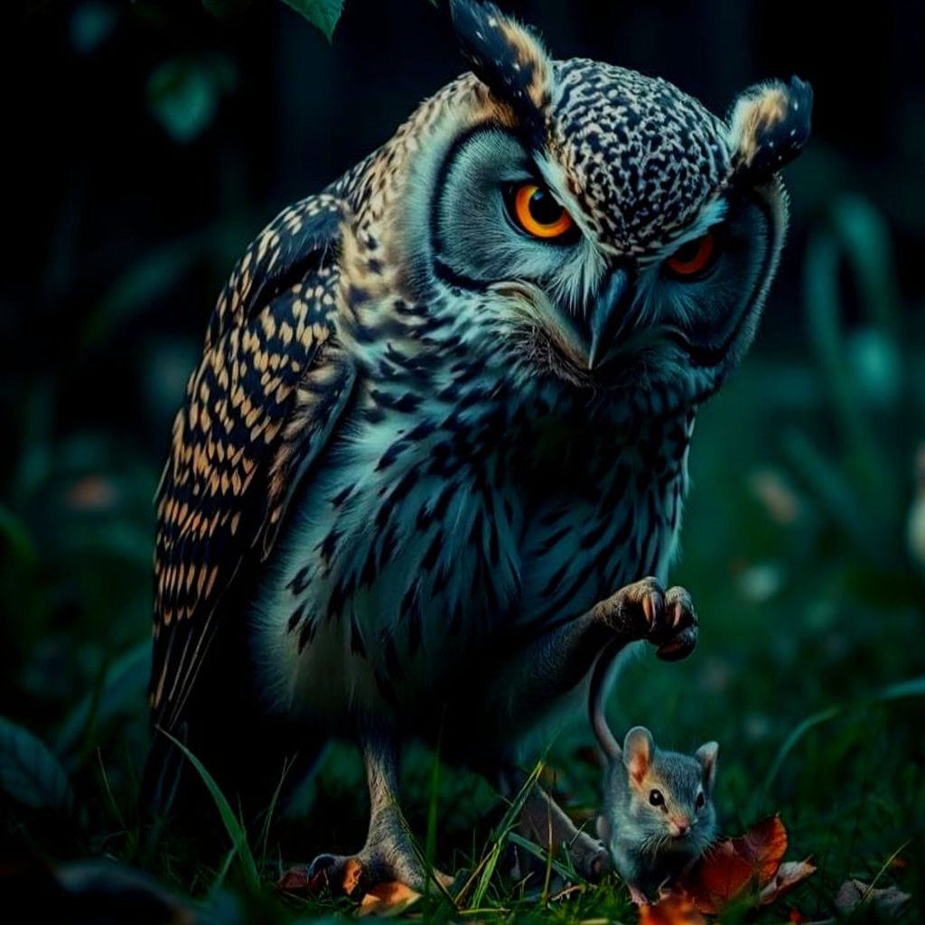 Surreal Owl Discovers Epic Treasure in Lush Forest Landscape