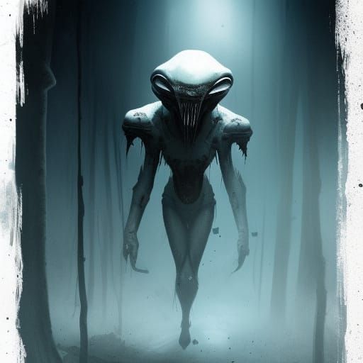 Sinister Arctic Alien, Dark Fantasy Illustration