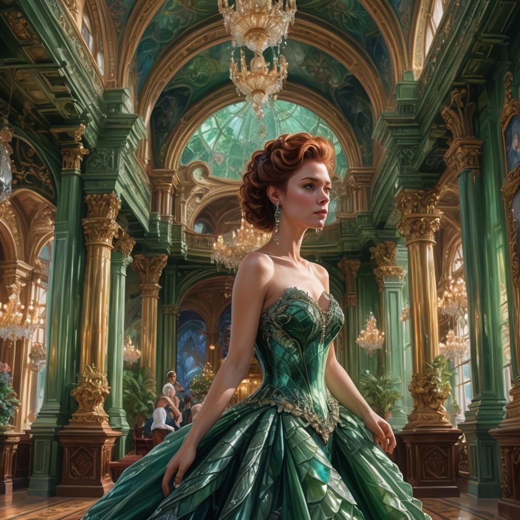 Woman in Crystal Ballgown Digital Portrait