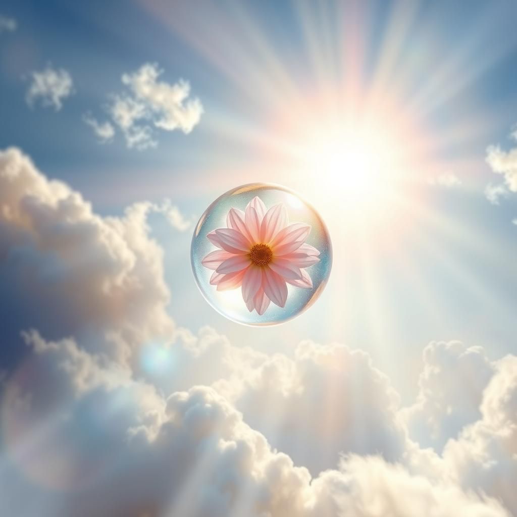 Ethereal Flower Crystal Orb in Dreamy Landscape Style