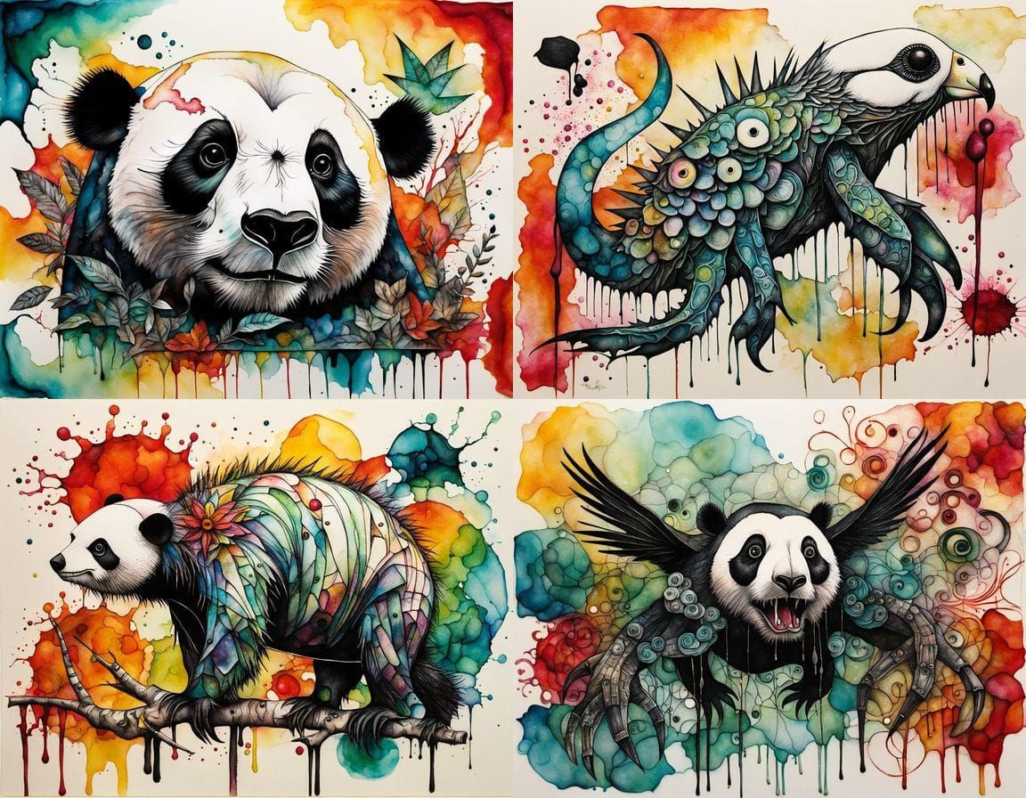 Bizarre Mutant Creature in Mixed Media Art Style