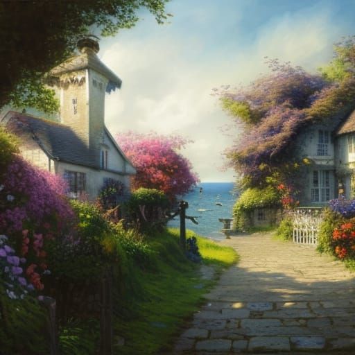 Victorian Seaside Village with Gothic Architecture