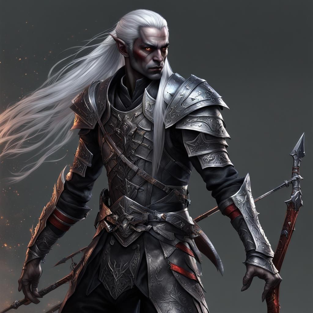 Hyperrealistic Dark Elf Rogue Portrait in Splash Art Style