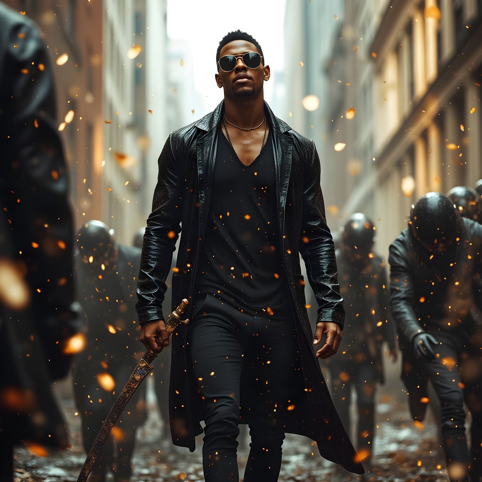 Muscular Monster Hunter God in NYC Streets with Cosmic Katan...