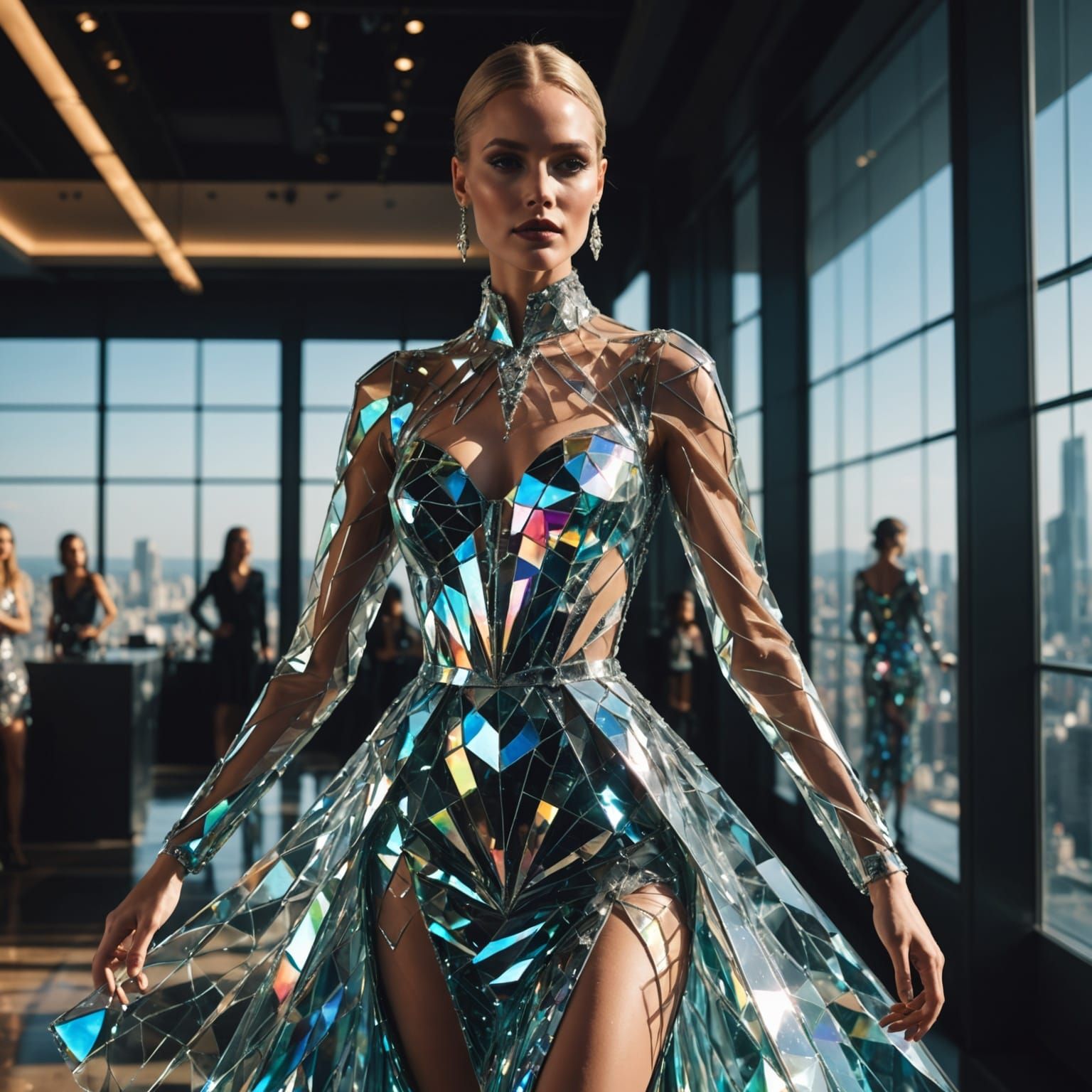 Futuristic Glass Dress on Diamond Mannequin