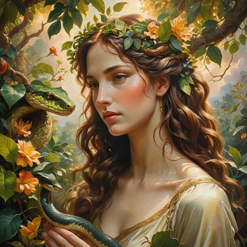 Eve and the Serpent in Paradise Garden