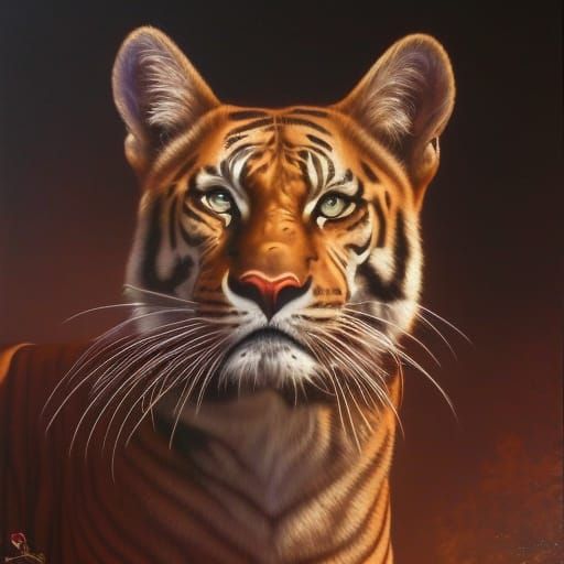 Detailed Wildcat with Sparkling Eyes in Dark Colors