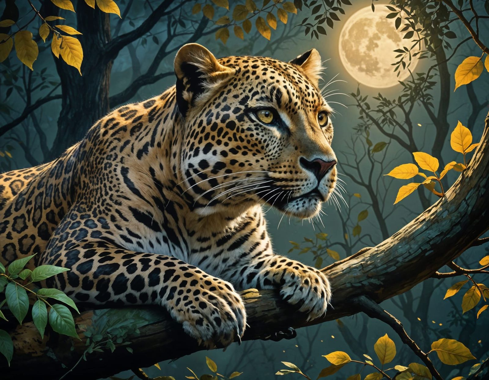 Moonlit Leopard in Regal Repose