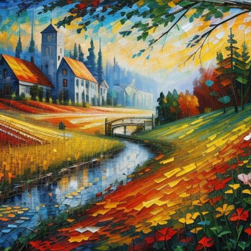 Colorful Rustic Mosaic Patchwork in Expressionist Style