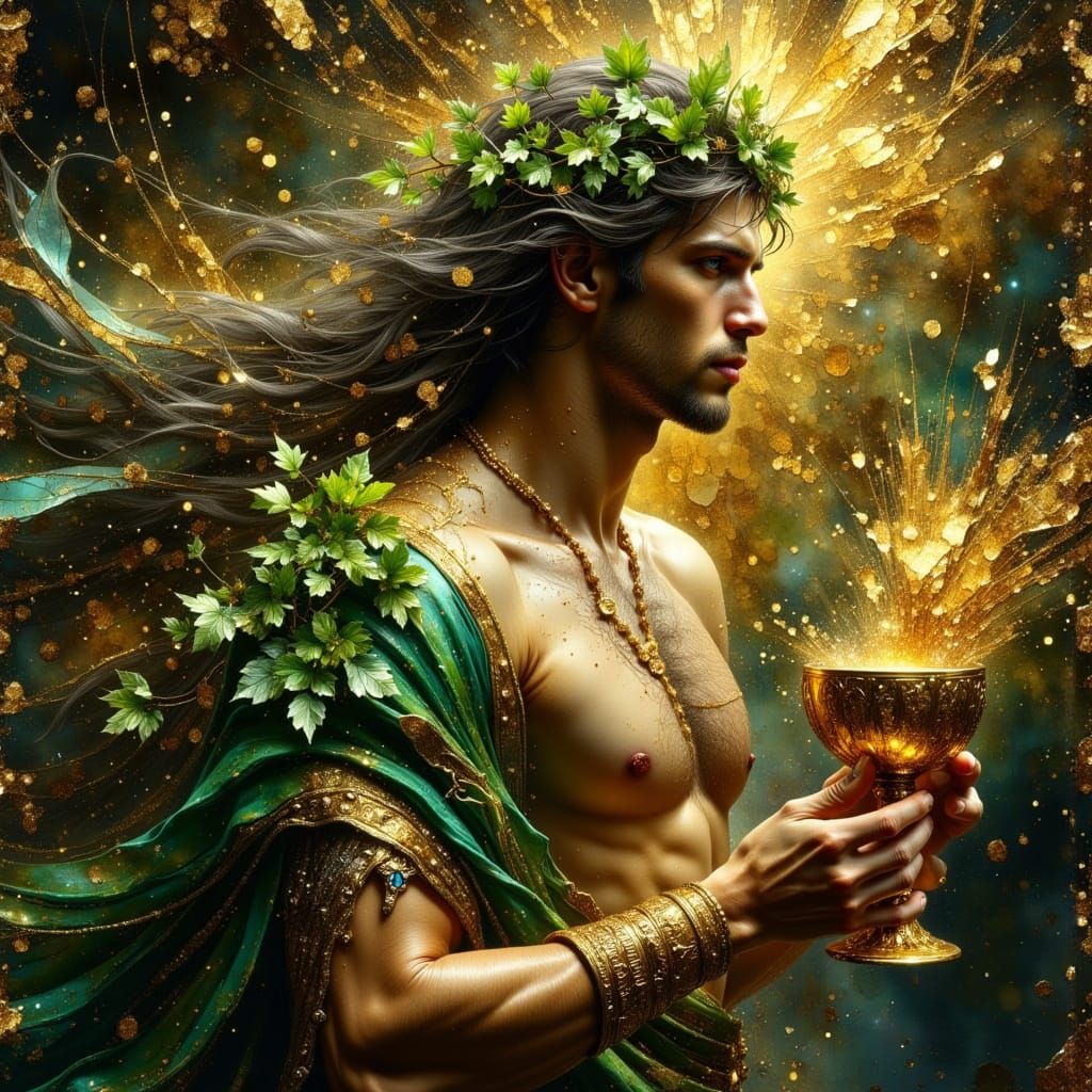 Golden God of Wine in Baroque-Inspired Splendor