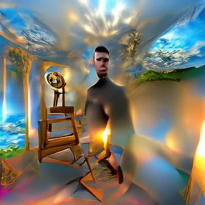 Dramatic Surreal Self-Portrait in Mixed Media