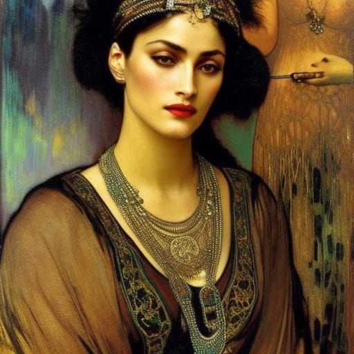 Salome Art Nouveau Portrait Inspired by Klimt and Mucha