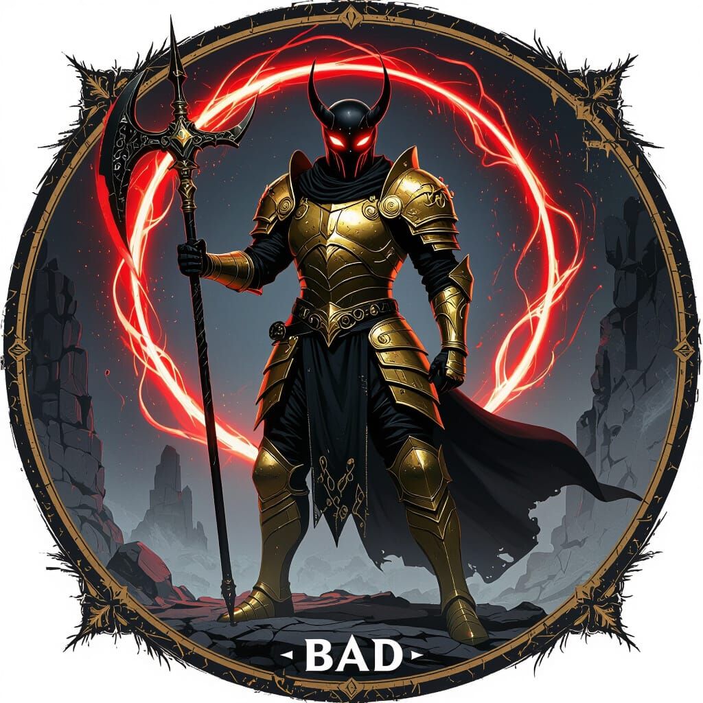 Magical Warrior with Halberd and Glowing Aura