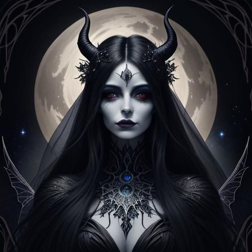 Demonic Fairy Woman: Hyperrealistic Digital Portrait