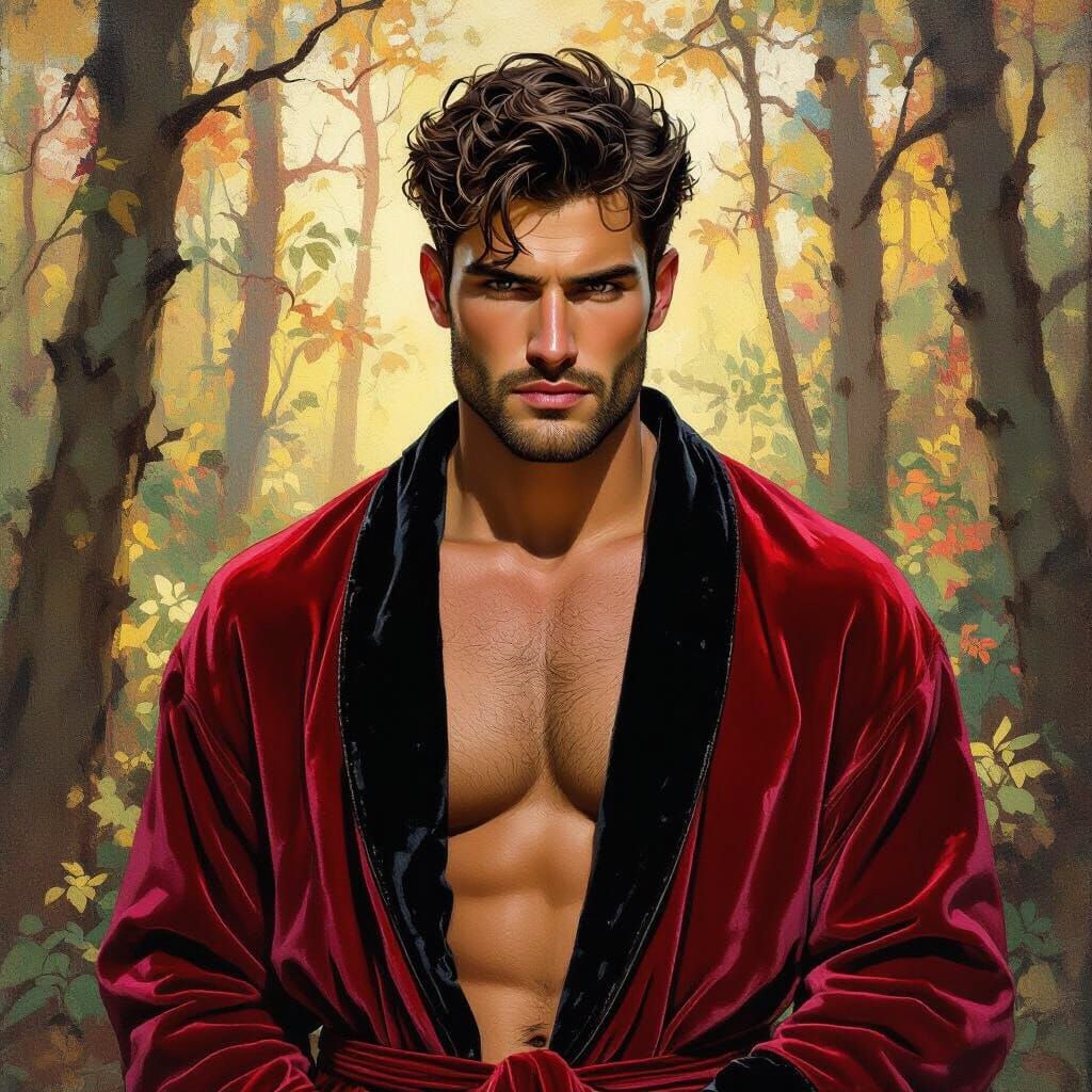 Fierce Man in Velvet Robe, Impressionist Style