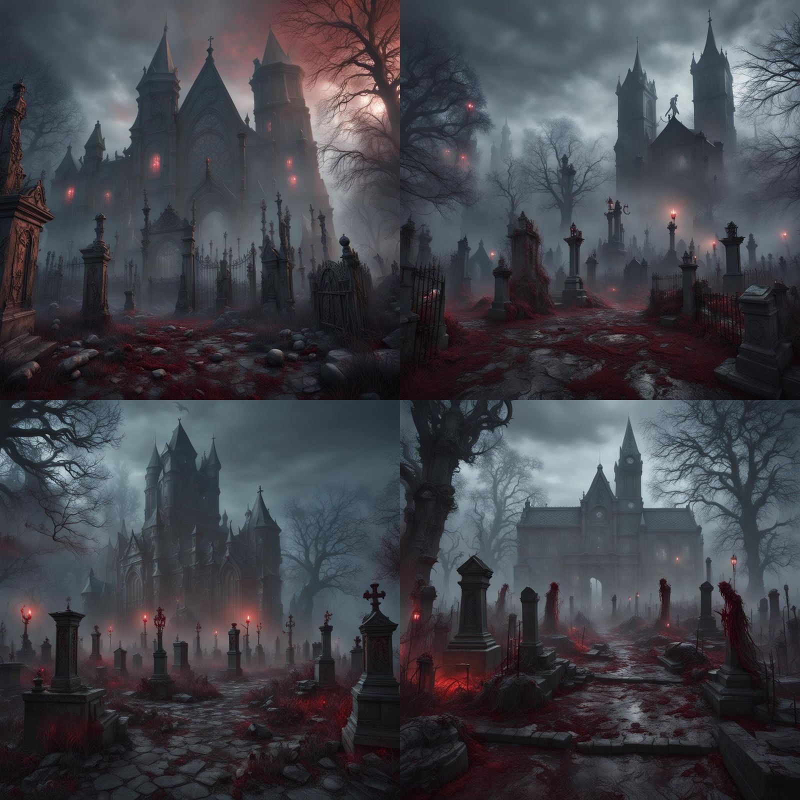 Eerie Zombie Graveyard in Dark Fantasy Art