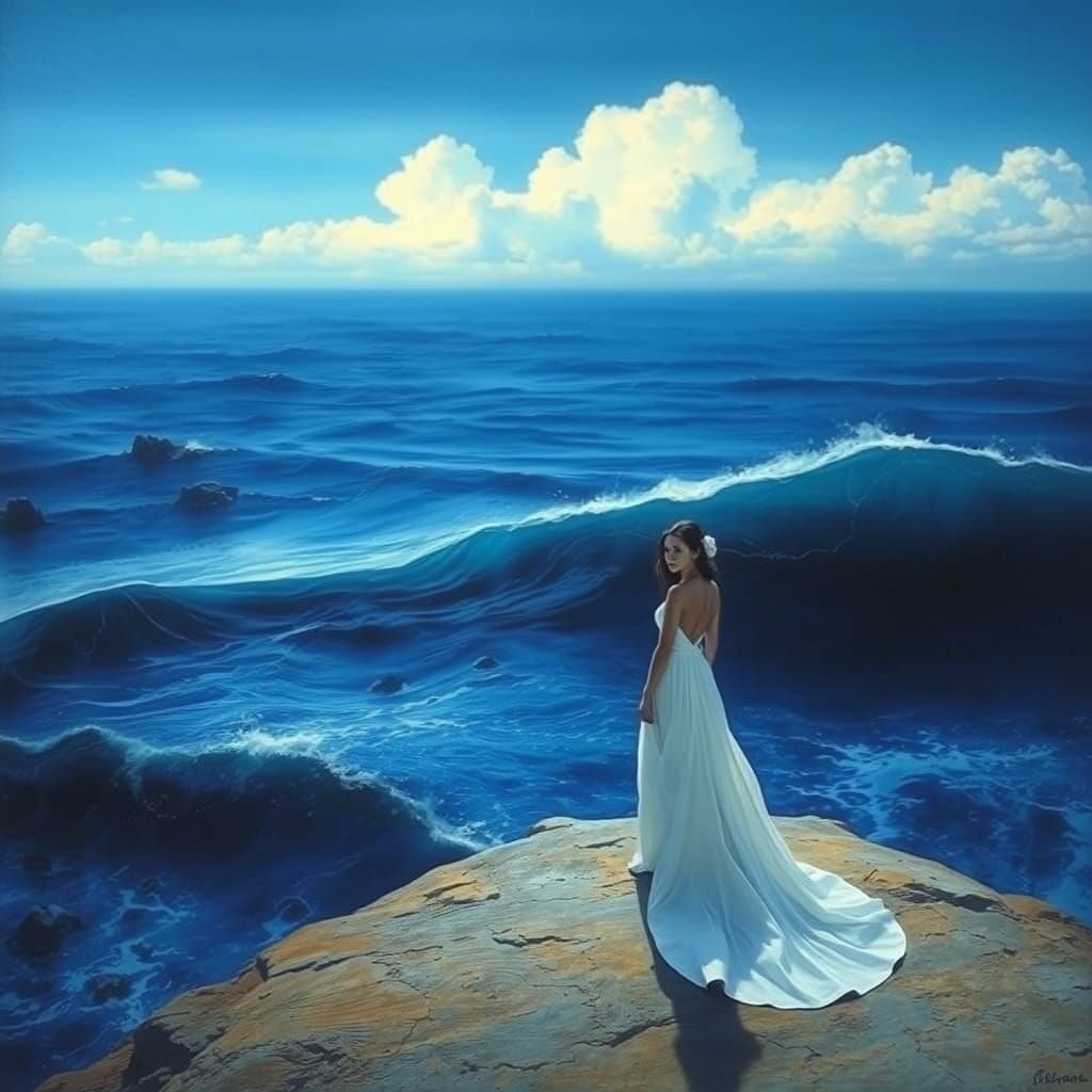 Surreal Ocean Dreamscape in Rothko, Miyazaki, Beksinski Styl...