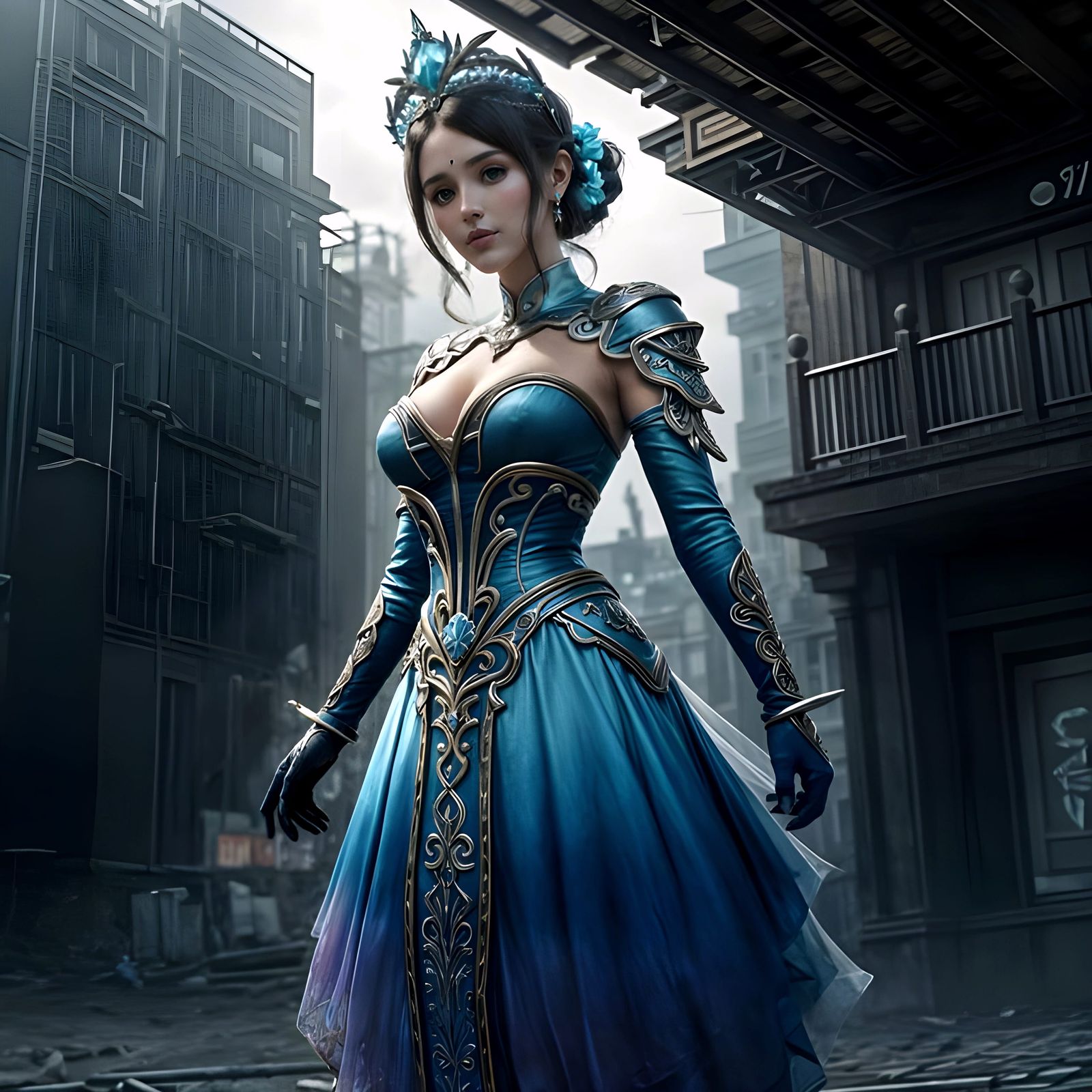 Alien Fairy Bride in Graffiti Street Art Style