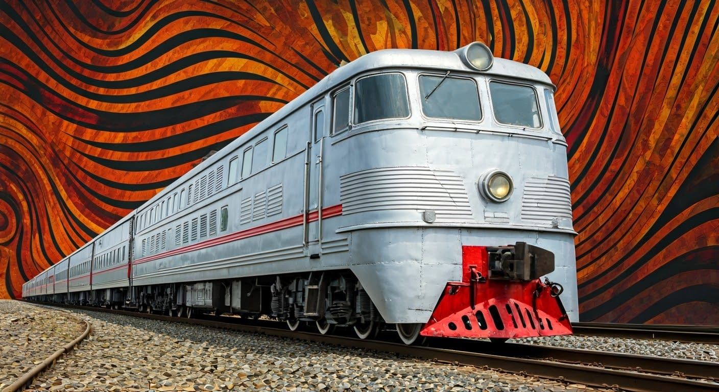 Soviet Train Speeds Through the Russian Countryside in Art D...