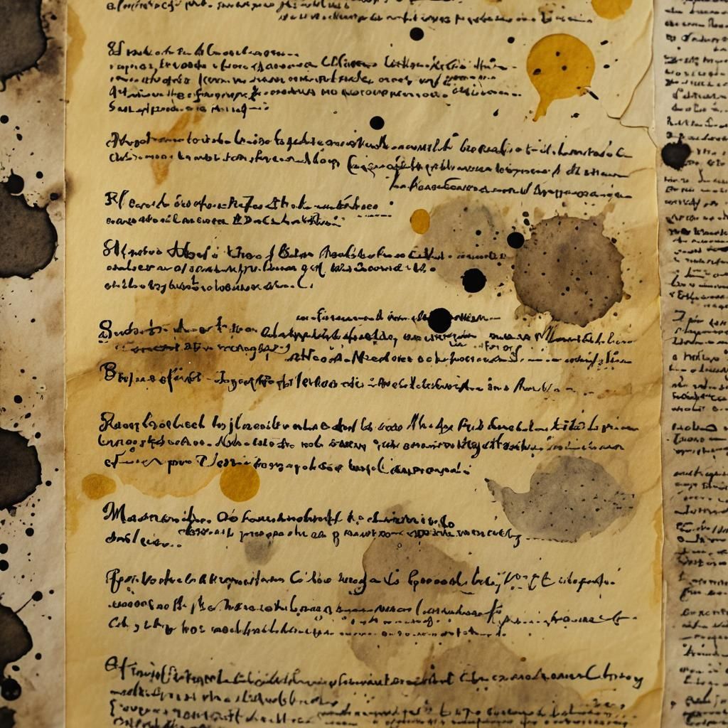 Macro Shot of Age-Worn Paper with Handwritten Notes