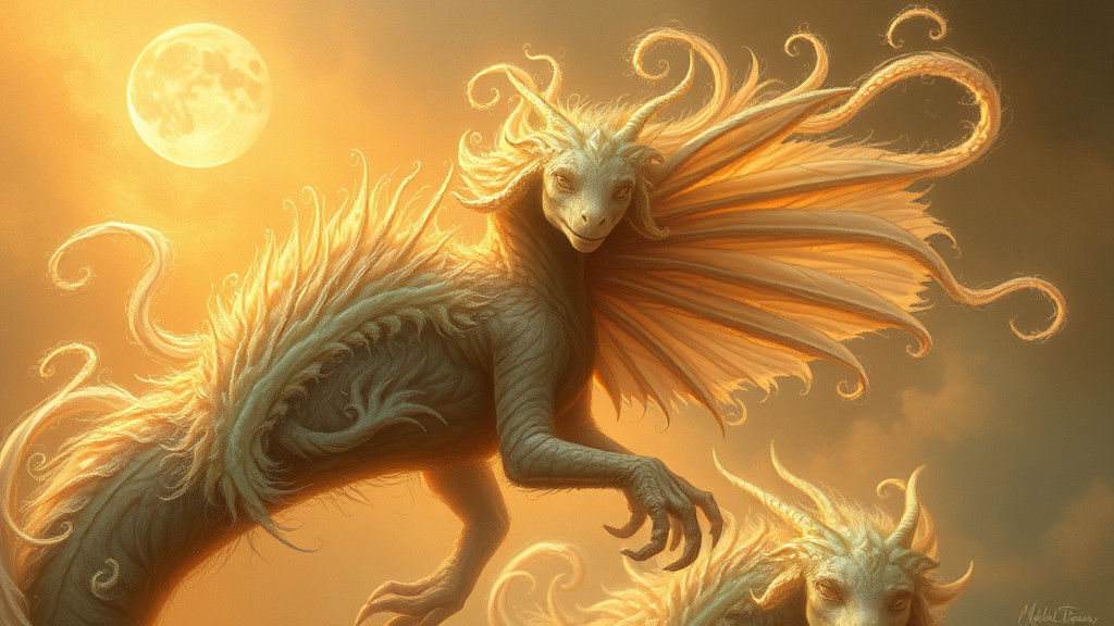 Ethereal Creature in Dreamlike Dinotopia Setting