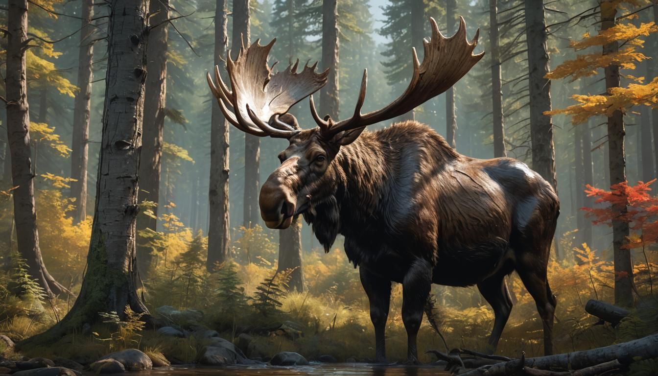 a majestic moose in the woods