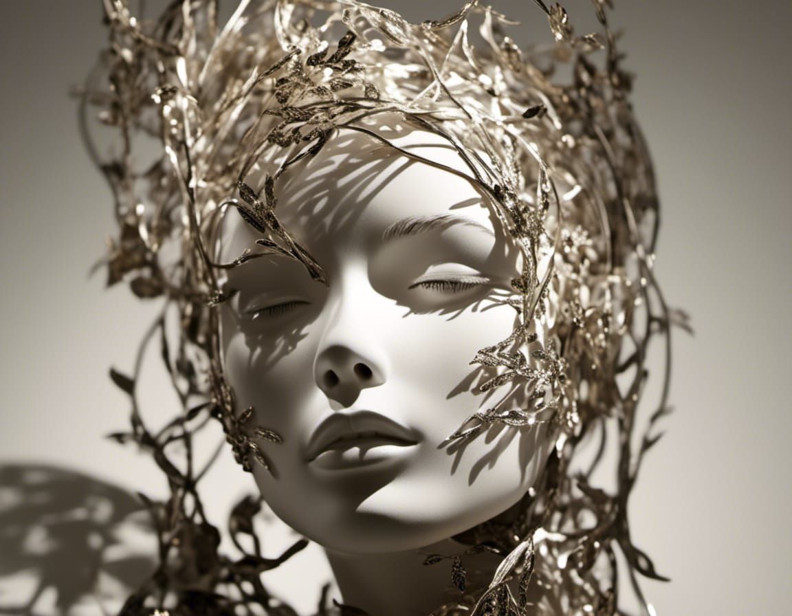 Emotional Head Sculpture in Vivid Plastic Art Style