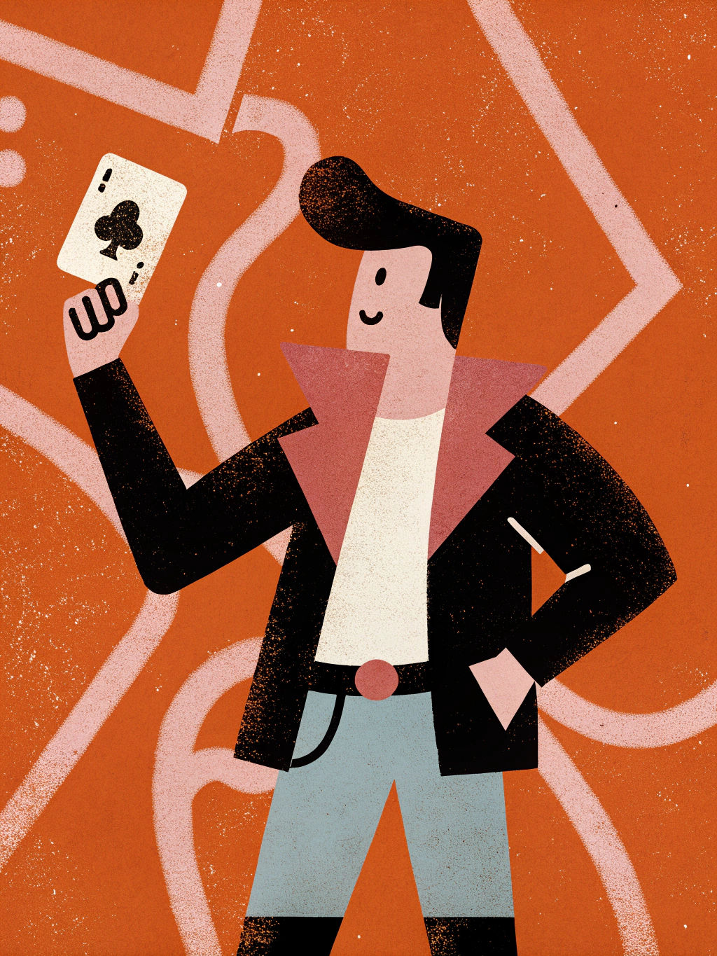 A hyper realistic illustration of Gambit from X men,  he's holding the Ace card with a smirk on his face, he's at a casi...